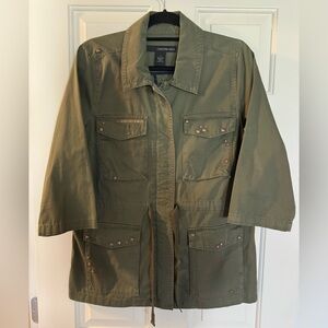 “Calvin Klein Jeans” Olive Utility Jacket w Stud Accents. Excellent condition!